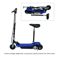 HOMCOM Monopattino EScooter con Sedile per Bambini Velocità Max 12KM/H 81.5 x 37 x 96cm Blu(m-7)