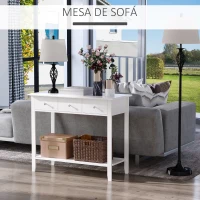 HOMCOM Mesa Auxiliar para la Entrada Con 3 Cajones y 1 Estante Inferior para Gran Espacio de Almacenaje para Muebles de Recibidor Tipo Consola Clásica Vintage 90x40x75cm Blanco(m-6)
