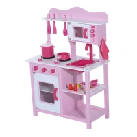 Homcom Cucina Giocattolo per Bambini in Legno Rosa 60 x 30 x 84.5cm(m-4)