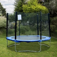 Homcom Trampolino Elastico con Rete Sicurezza e Pali Imbottiti per Adulti e Bambini Φ244 x 205 cm(m-2)