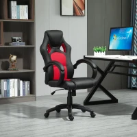 HomCom Sedia da Ufficio Stile Gaming, Rosso e Nero(m-2)