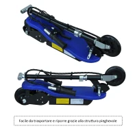 HOMCOM Monopattino Scooter Elettrico per Bambini Pieghevole 120W, Velocità Massima 12km/h, 81.5 x 37 x 96cm, Blu(m-8)