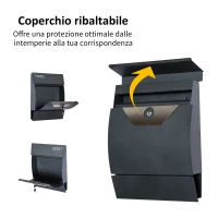 HOMCOM Cassetta Postale con Scomparto per Giornali, 2 Chiavi, Montaggio a Muro, in Acciaio, Grigio, 35x9.5x44.5cm(m-5)