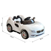 HOMCOM Macchina Elettrica per Bambini con Telecomando 12V in PP Bianco 128 × 80 × 53cm(m-3)
