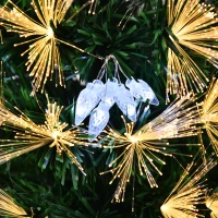 HOMCOM Árbol de Navidad Artificial 150 cm Luminoso con Fibra Óptica 170 Luces LED 8 Modos Brillantes 120 Cuentas Blancas y 170 Ramas Decoración Interior Ø70x150 cm Verde(m-8)