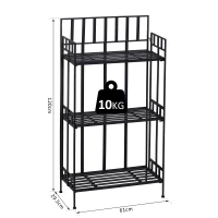 Outsunny Scaffale Libreria Mensola Pieghevole a 3 Ripiani Metallo 61 x 29.5 x 120 cm Nero(m-3)