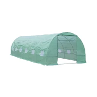 Outsunny Serra da Giardino con Porta Avvolgibile e 12 Finestre in Acciaio e PE, 8×3×2m, Verde(m-1)