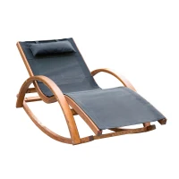 Outsunny Sedia a Dondolo Sedia Lettino Prendisole Relax Moderna Giardino Legno 165 × 72 × 70cm(m-1)