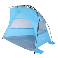 Outsunny Tenda da Spiaggia Pop Up 4 Persone con Corde Picchetti e Borsa per il Trasporto Impermeabile Poliestere 250x140x140cm Azzurro(m-1)