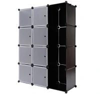 Outsunny - Armadio in plastica Scarpiera Cabina Guardaroba - 145x109x37cm - Nero(m-3)