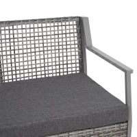 Outsunny Divano panchina da giardino a 2 posti in Rattan e alluminio Grigio 118 x 75 x 79 cm(m-5)