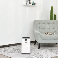HOMCOM Deumidificatore Ambiente con Display per Ambienti 15-25㎡, Serbatoio 2000ml, Spegnimento automatico, deumidificazione di max. 12 litri/24h，in ABS Bianco(m-2)