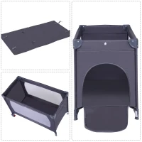 HOMCOM Culla Lettino per Bambini Pieghevole con Borsa e Materassino da Viaggio Tessuto Oxford 120x60x75cm(m-9)