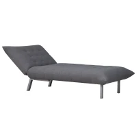 HOMCOM Poltrona Divano Chaise Lounge Letto Multifunzionale 2 in 1 Relax Tessuto di Lino 80×153×84cm(m-4)