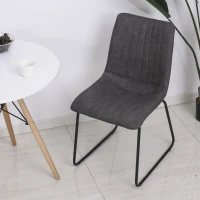 HOMCOM Set 2 Sedie Classiche Imbottite per Soggiorno, Cucina o Sala da Pranzo in Similpelle Grigie, 47x59.5x86cm(m-6)