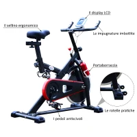 HOMCOM Cyclette Professionale per Allenamento Spinning 103 × 45 × 105cm Nero(m-5)