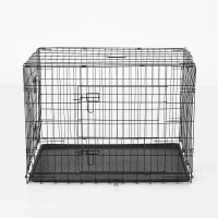 PawHut Gabbia Trasportino in Acciaio per Animali Pieghevole, 106×71×76cm, Nero(m-3)
