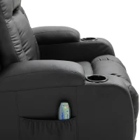 HOMCOM Poltrona Massaggiante Riscaldante Reclinabile in Similpelle Nera con 8 Punti di Massaggio e Telecomando, 90x93x103cm(m-10)