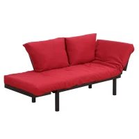 HOMCOM Divano 2 Posti Multifunzionale Funzione Chaise Lounge, Letto 3 in 1 i Tessuto di Lino 166 × 70 × 80cm Rosso(m-2)
