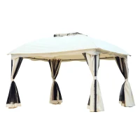 Outsunny Gazebo da Giardino 4 Pareti a Doppio Strato con Tetto Aperto Poliestere 300 x 365 x 275 cm Bianco(m-1)