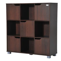HOMCOM Libreria Design Classico da Terra con 9 Scompartimenti Legno Massello 89.5 × 30 × 93cm Marrone(m-1)
