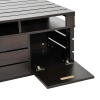 HOMCOM Tavolino da Salotto Design Moderno con Vani Portaoggetti in Legno MDF Noce 80 x 80 x 46.5cm(m-10)