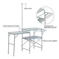 Outsunny Tavolo da Picnic Campeggio con Tavolino Pieghevole Portatile 3 Posti in Lega d'Alluminio 154,5 x 40,5 x 82cm Argento(m-4)