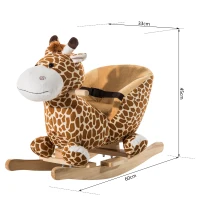 HomCom Cavallo a Dondolo in Legno Giraffa per Bambini, Caffè(m-3)