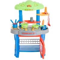 HOMCOM Cucina Giocattolo per Bambini Accessori Luci e Suoni Plastica 46 × 30 ×67cm(m-4)