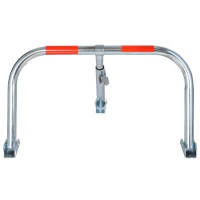 DURHAND Barriera Parcheggio Pieghevole Manuale con Adesivi Catarifrangenti Rossi e 3 Chiavi, in Metallo Zincato(m-8)