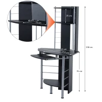 Homcom – Scrivania per Computer PC da Ufficio Studio in Legno e Ferro 113 x 65 x 158cm Nero(m-3)