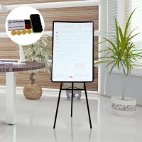 HOMCOM Lavagna Magentica Bianca con Cavalletto a Treppiede Altezza Regolabile Cornice in Alluminio 60×90x1.8cm(m-2)