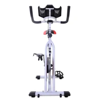 Homcom Cyclette Spinning Professionale con Sellino e Manubrio Regolabili Schermo LCD Bianco, nero, rosso, 107x48x100cm(m-12)