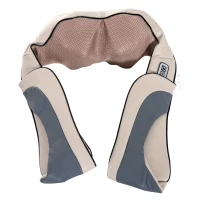 HOMCOM Massaggiatore Elettrico Ergonomico 8 Nodi 2 Direzioni 3 Livelli di Velocità Funzione di Riscaldamento Ecopelle, Maglia Beige, Grigio 120×35×15cm(m-1)