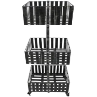 Outsunny Carrello Fioriera 3 Scaffali 4 Ruote Girevoli(2 con Freno) Telaio in Acciaio Verniciato a Polvere Argento 10kg/per livello 50x33x100cm(m-4)