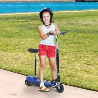 HomCom Monopattino Elettrico con Sella per Bambini Pieghevole 120W, Blu(m-2)