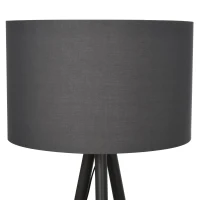 HOMCOM Lampada da Terra con Piantana a Tre Piedi per Salotto, in Legno e Acciaio, Lampadine E27, 52x52x153cm, Grigia(m-5)