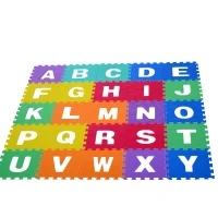 HOMCOM Tappeto da Gioco 36 Pezzi Puzzle in EVA con Numeri e Lettere dell'Alfabeto per Bambini Colorato(m-9)