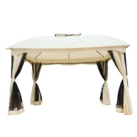 Outsunny Gazebo da Giardino 4 Pareti a Doppio Strato con Tetto Aperto Poliestere 300 x 365 x 275 cm Bianco(m-4)