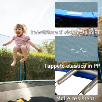 Homcom Trampolino Elastico con Rete Sicurezza e Pali Imbottiti per Adulti e Bambini Φ244 x 205 cm(m-5)