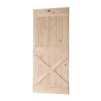 HOMCOM - Porta Scorrevole in Legno in Stile Country, 213 x 96.5 x 3.5cm, Colore: Naturale(m-6)