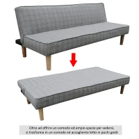 HOMCOM Divano Letto 3 Posti Reclinabile in Tessuto di Lino, 177 x 70 x 69cm(m-7)