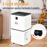 HOMCOM Deumidificatore Ambiente con Display per Ambienti 15-25㎡, Serbatoio 2000ml, Spegnimento automatico, deumidificazione di max. 12 litri/24h，in ABS Bianco(m-6)