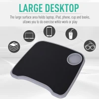 HOMCOM Cyclette con Tavolo da Lavoro Scrivania con Altezza Regolabile per il Tuo PC o Tablet, Pedali a Scomparsa(m-5)