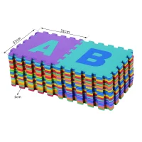HOMCOM Tappeto da Gioco 36 Pezzi Puzzle in EVA con Numeri e Lettere dell'Alfabeto per Bambini Colorato(m-3)