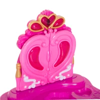 HOMCOM Tavolo da Trucco con Sgabello Specchiera per Bambina con Luci e Musica 43.5x31.5x72.5cm Rosa(m-8)