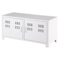 HOMCOM Mobile Porta TV Moderno da Soggiorno Salotto Camera in Metallo con 2 Ante Bianco 100.5x40.5x48.5cm(m-1)