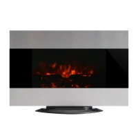 HOMCOM Caminetto Elettrico a Parete o FreeStanding con Fiamma di LED 90 x 9.5 x 56cm(m-1)