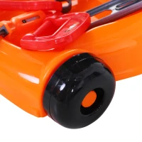 HOMCOM Set di Utensili Giocattolo per Bambini Sopra i 3 Anni Carrello a 2 Livelli con 29 Attrezzi da Gioco Certificati EN7 1-1.2.3 Materiale Ecologico Arancione 40x35x48cm(m-4)