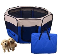 PawHut Box per animali Recinzione per cuccioli Cuccia , dimensioni: 125 x 125 x 58 cm, Colore : blu scuro(m-2)